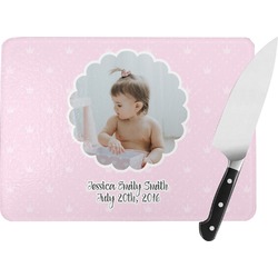 Baby Girl Photo Rectangular Glass Cutting Board (Personalized)