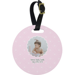 Baby Girl Photo Plastic Luggage Tag - Round