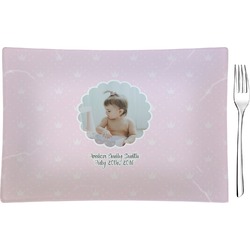 Baby Girl Photo Glass Rectangular Appetizer / Dessert Plate (Personalized)