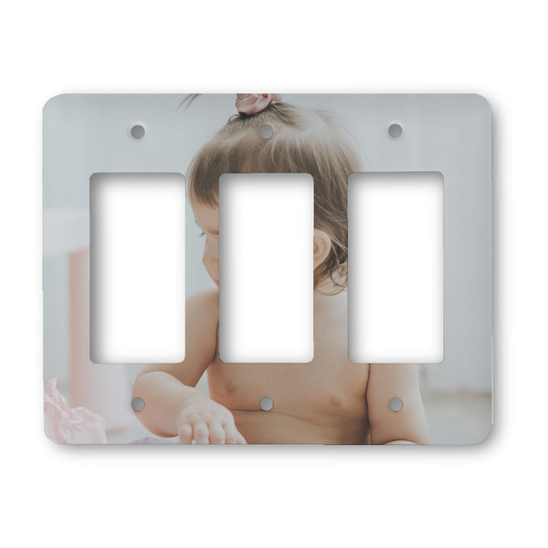 Custom Baby Girl Photo Rocker Style Light Switch Cover - Three Switch