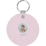 Baby Girl Photo Round Plastic Keychain