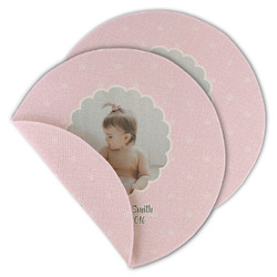 Baby Girl Photo Round Linen Placemat - Double Sided - Set of 4