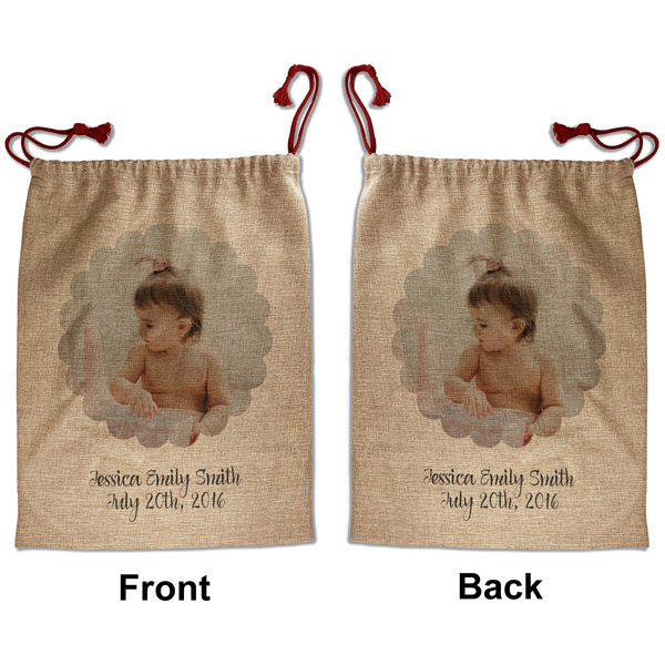 Custom Baby Girl Photo Santa Sack - Front & Back