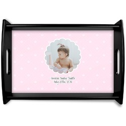 Baby Girl Photo Black Wooden Tray - Small (Personalized)