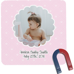 Baby Girl Photo Square Fridge Magnet (Personalized)
