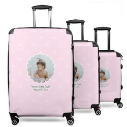 Baby Girl Photo 3 Piece Luggage Set - 20" Carry On, 24" Medium Checked, 28" Large Checked