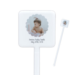 Baby Girl Photo Square Plastic Stir Sticks - Double Sided