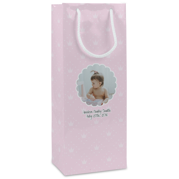 Custom Baby Girl Photo Wine Gift Bags - Gloss