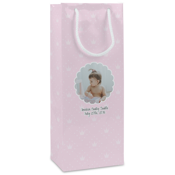 Custom Baby Girl Photo Wine Gift Bags - Matte