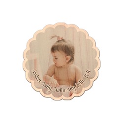 Baby Girl Photo Genuine Maple or Cherry Wood Sticker (Personalized)