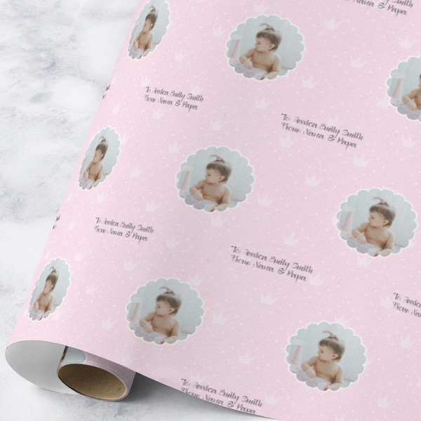 Custom Baby Girl Photo Wrapping Paper Roll - Large - Matte