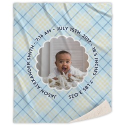 Baby Boy Photo Sherpa Throw Blanket - 50"x60" (Personalized)