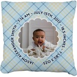 Baby Boy Photo Faux-Linen Throw Pillow 26" (Personalized)