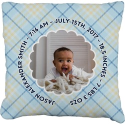 Baby Boy Photo Faux-Linen Throw Pillow 26" (Personalized)