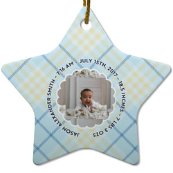 Baby Boy Photo Star Ceramic Ornament