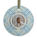 Baby Boy Photo Flat Glass Ornament - Round