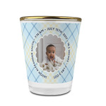 Baby Boy Photo Glass Shot Glass - 1.5 oz - with Gold Rim - Single