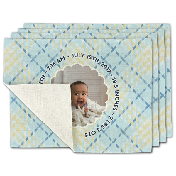 Custom Baby Boy Photo Single-Sided Linen Placemat - Set of 4