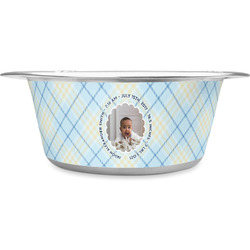 Baby Boy Photo Stainless Steel Dog Bowl - Large (Personalized)