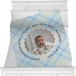 Baby Boy Photo Minky Blanket - 40"x30" - Double Sided (Personalized)