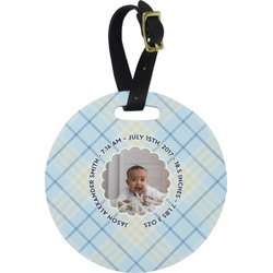 Baby Boy Photo Plastic Luggage Tag - Round