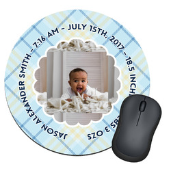 Baby Boy Photo Round Mouse Pad (Personalized)
