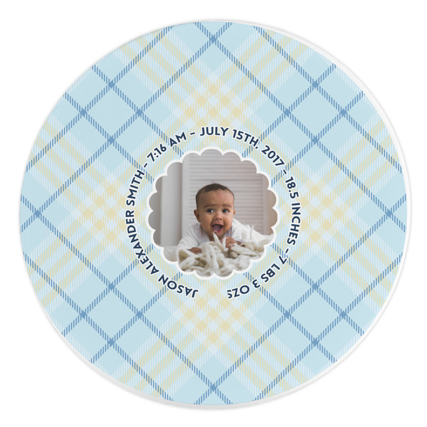 Custom Baby Boy Photo Round Stone Trivet