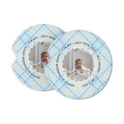 Baby Boy Photo Sandstone Car Coasters - Set of 2 (Personalized)