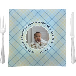 Baby Boy Photo 9.5" Glass Square Lunch / Dinner Plate- Single or Set of 4 (Personalized)