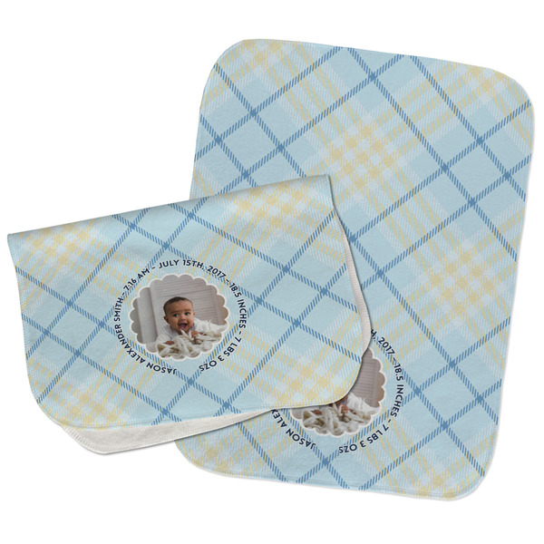 Custom Baby Boy Photo Burp Cloths - Fleece - Set of 2