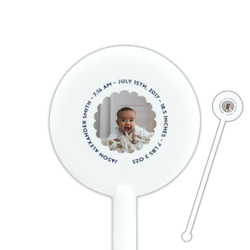 Baby Boy Photo 5.5" Round Plastic Stir Sticks - White - Single Sided