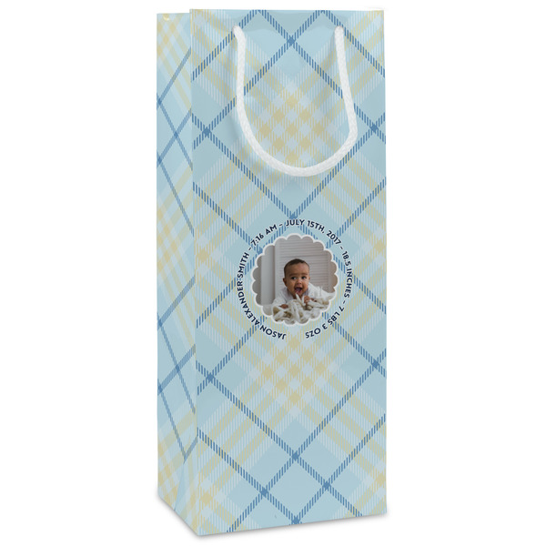 Custom Baby Boy Photo Wine Gift Bags - Gloss