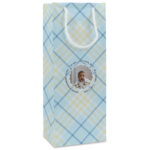 Custom Baby Boy Photo Wine Gift Bags - Matte