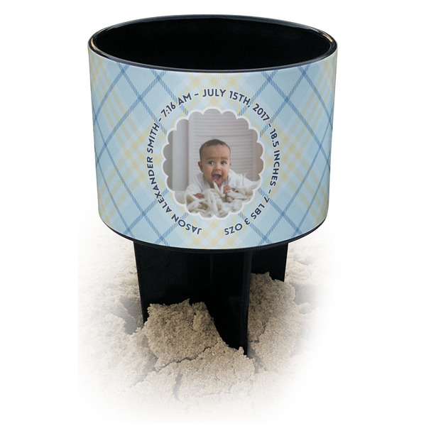 Custom Baby Boy Photo Black Beach Spiker Drink Holder (Personalized)