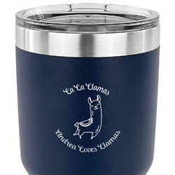 Llamas 30 oz Stainless Steel Tumbler - Navy - Single Sided (Personalized)