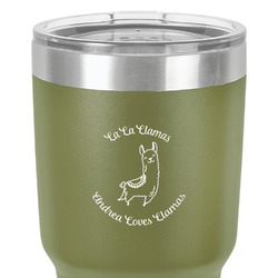 Llamas 30 oz Stainless Steel Tumbler - Olive - Double-Sided (Personalized)