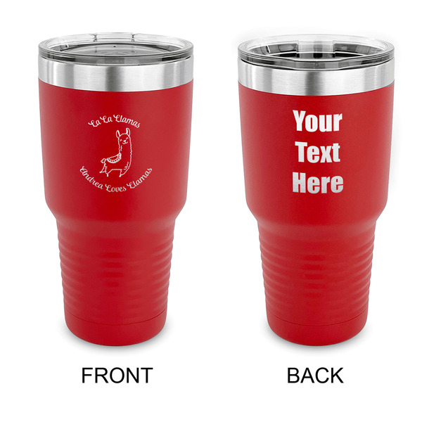 Custom Llamas 30 oz Stainless Steel Tumbler - Red - Double Sided (Personalized)