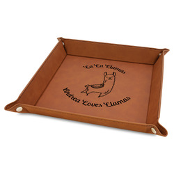 Llamas 9" x 9" Leather Valet Tray w/ Name or Text