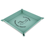 Llamas Faux Leather Dice Tray - 9" x 9"  - Teal (Personalized)