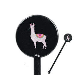 Llamas 5.5" Round Plastic Stir Sticks - Black - Single Sided