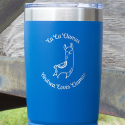 Llamas 20 oz Stainless Steel Tumbler - Royal Blue - Single Sided (Personalized)