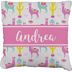Llamas Faux-Linen Throw Pillow 16" (Personalized)