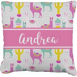 Llamas Faux-Linen Throw Pillow 20" (Personalized)