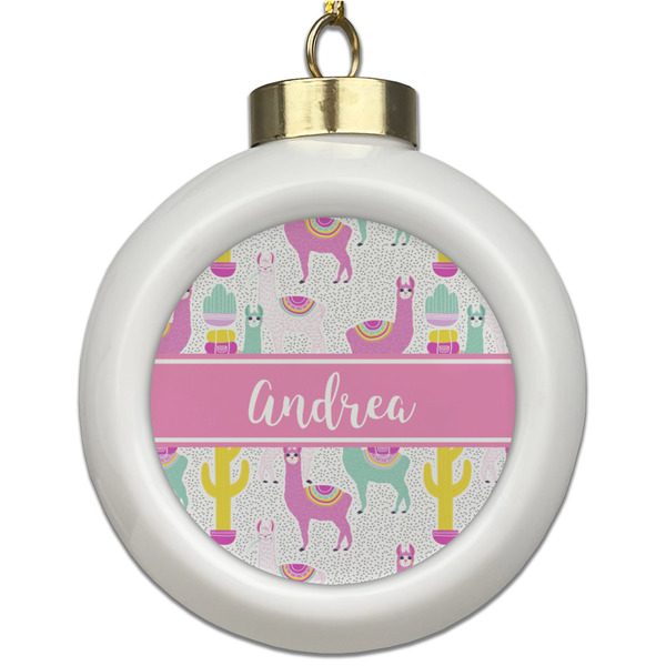 Custom Llamas Ceramic Ball Ornament (Personalized)