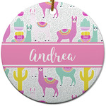 Llamas Round Ceramic Ornament w/ Name or Text