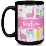 Llamas 15 Oz Coffee Mug - Black (Personalized)