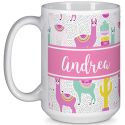 Llamas 15 Oz Coffee Mug - White (Personalized)