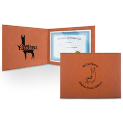 Llamas Leatherette Certificate Holder (Personalized)