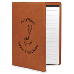 Llamas Leatherette Portfolio with Notepad - Large - Double Sided (Personalized)