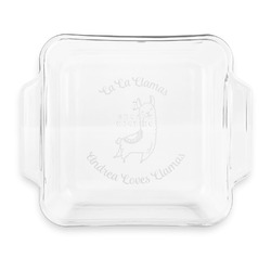 Llamas Glass Cake Dish with Truefit Lid - 8in x 8in (Personalized)
